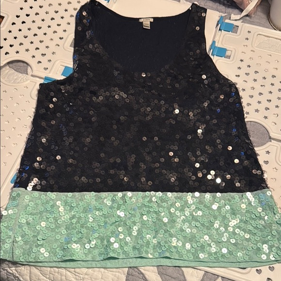J. Crew Black and Green Sequin Tank Top | Poshmark