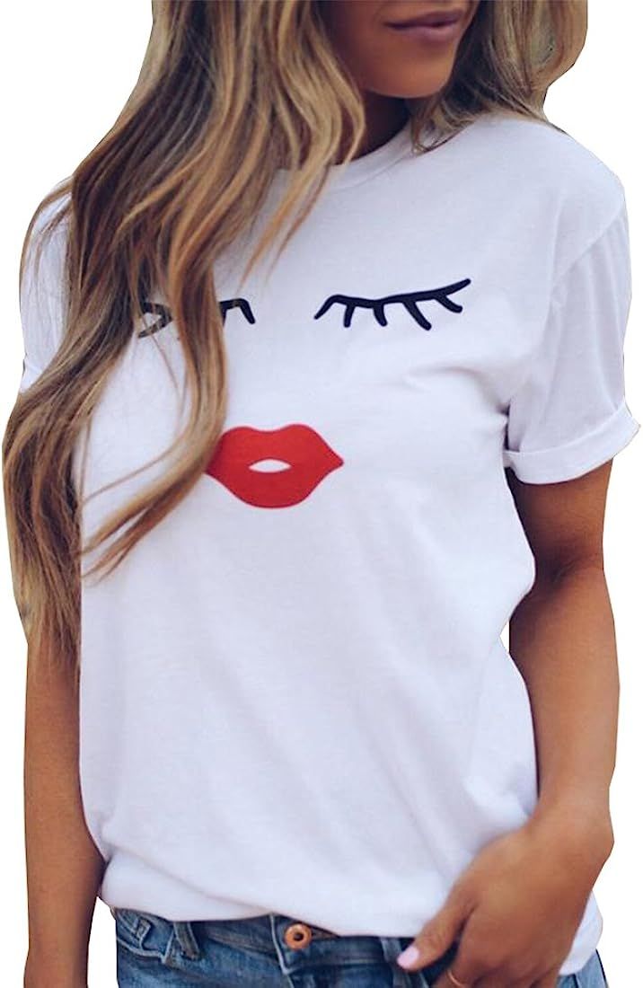 LOOKFACE Women's Cute T Shirt Junior Tops Teen Girls Graphic Tees | Amazon (US)