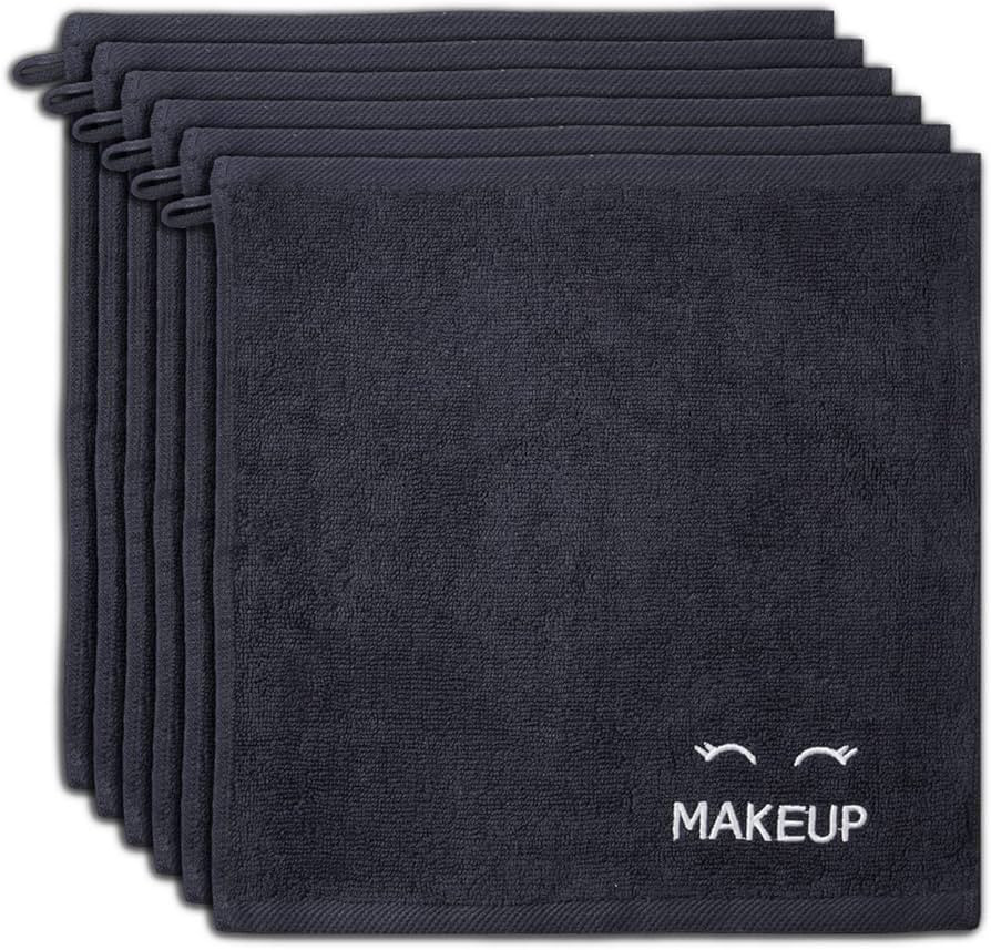 White Classic Bleach Safe Black Makeup Towels | Luxury Ultra Soft Cotton Face Washcloths Make up ... | Amazon (US)