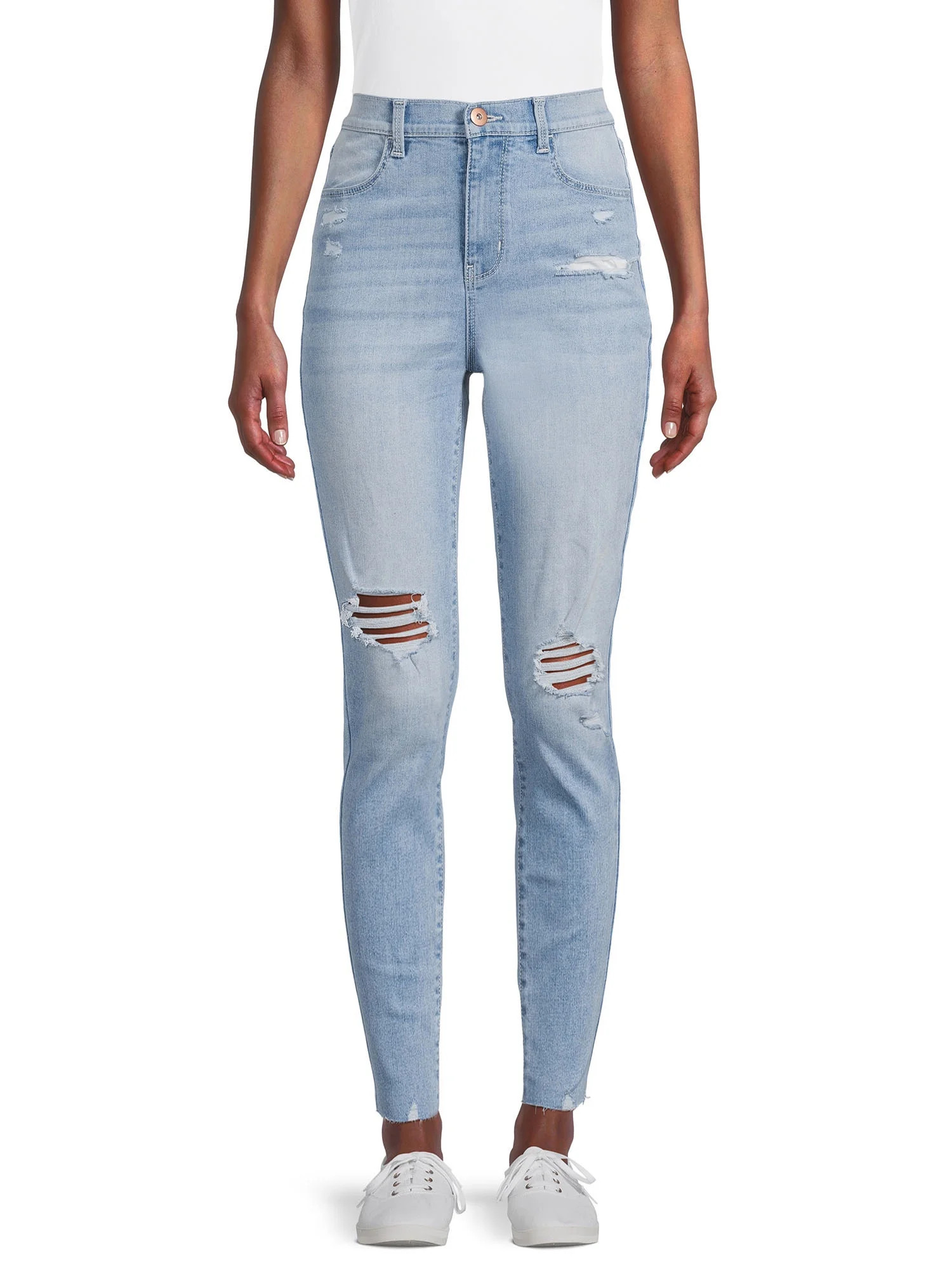 No Boundaries Juniors Destructed Curvy Slim Jeans | Walmart (US)