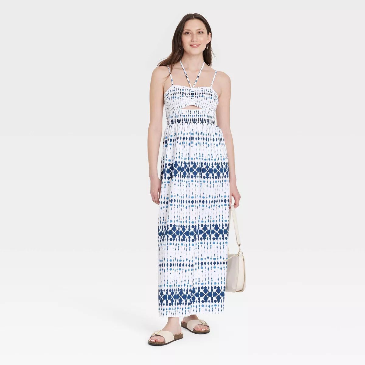 Women's Smocked Cut-Out Maxi Sundress - Universal Thread™ Blue Floral M | Target