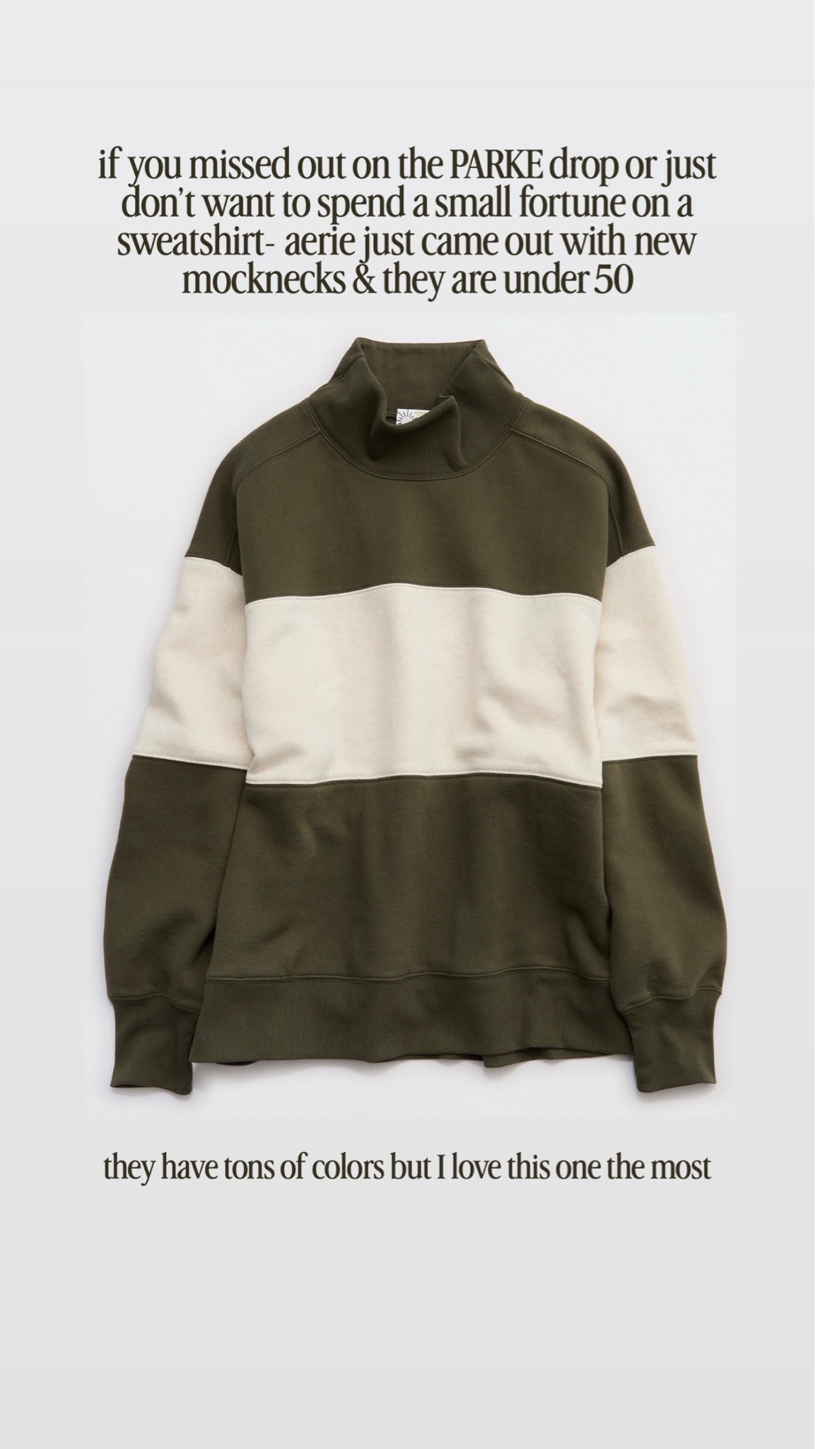 @Aerie dropped new colorways of their popular mockneck sweatshirts & they are currently on sale in cart

#LTKSaleAlert