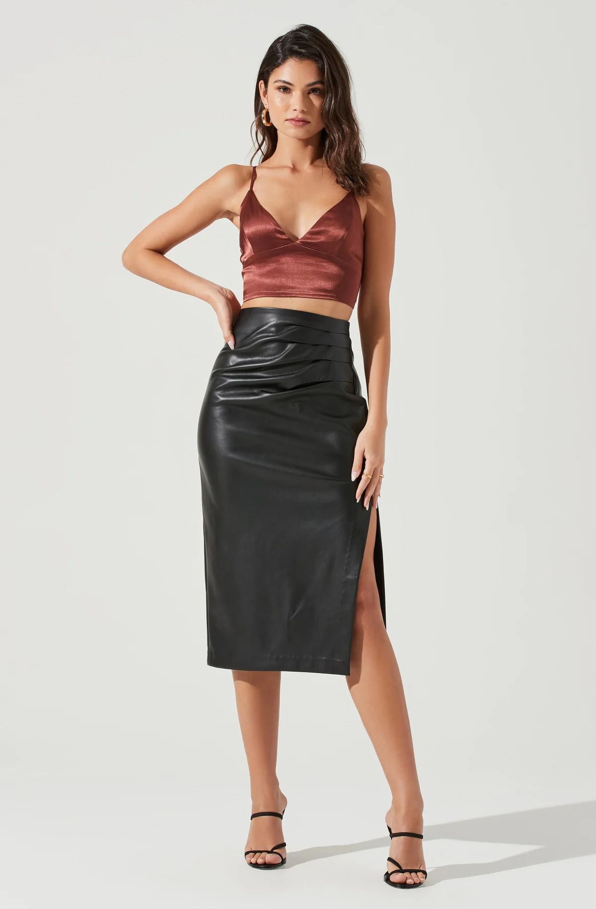 Melody Faux Leather Midi Skirt | ASTR The Label (US)