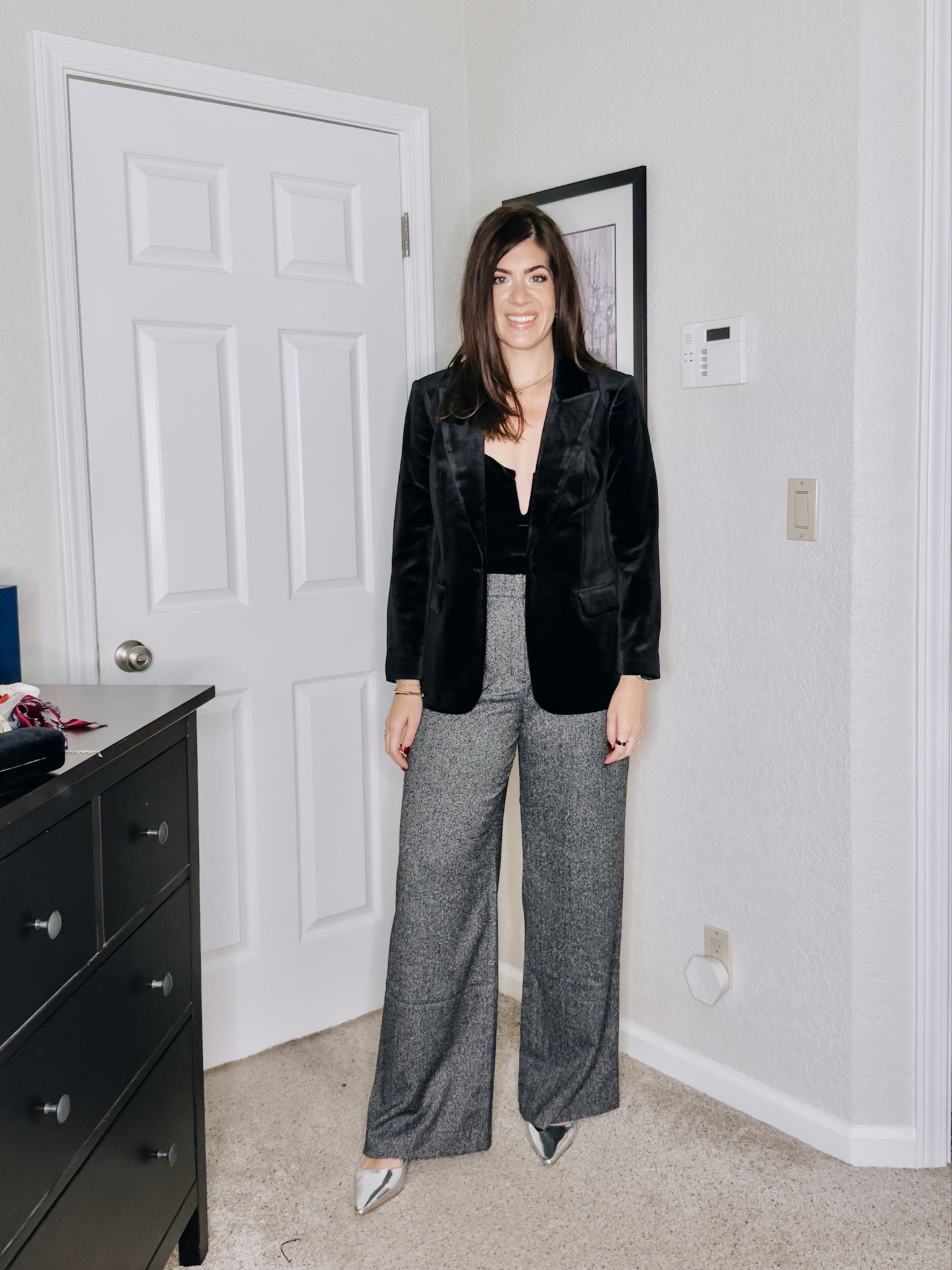 Express holiday try on
On a medium blazer
Medium velvet top
8 long trouser


#LTKMidsize #LTKHoliday #LTKSaleAlert
