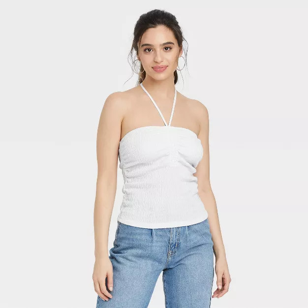 Women's Slim Fit Textured Halter Top - A New Day™ | Target