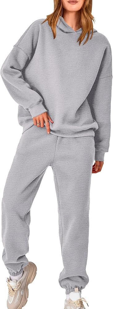 BTFBM Women 2 Piece Sweatsuits Long Sleeve Hooded Pullover Jogger Pants Fall Winter Casual Loose ... | Amazon (US)