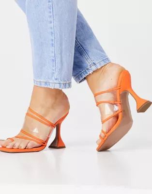 ASOS DESIGN Next toe loop strappy heeled sandals in orange | ASOS (Global)