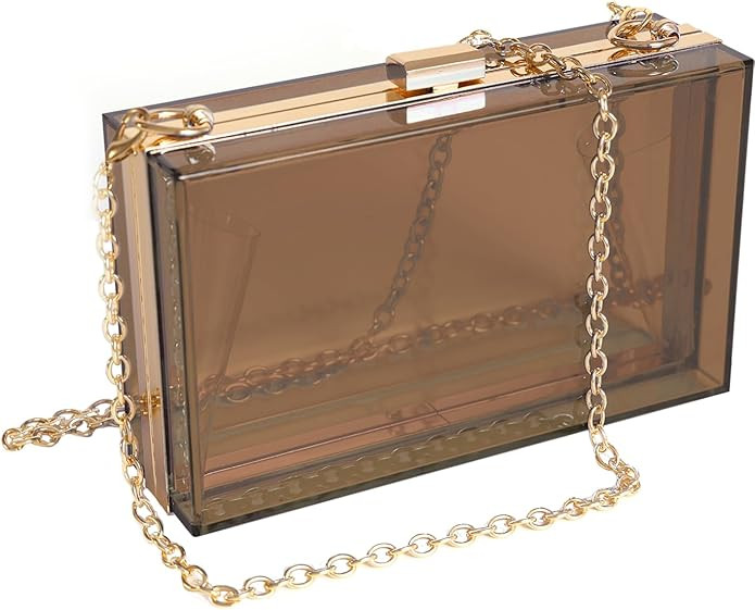 WJCD Women Clear Purse Acrylic Box Clutch Handbag, Small Transparent Crossbody Evening Bag Stadiu... | Amazon (US)