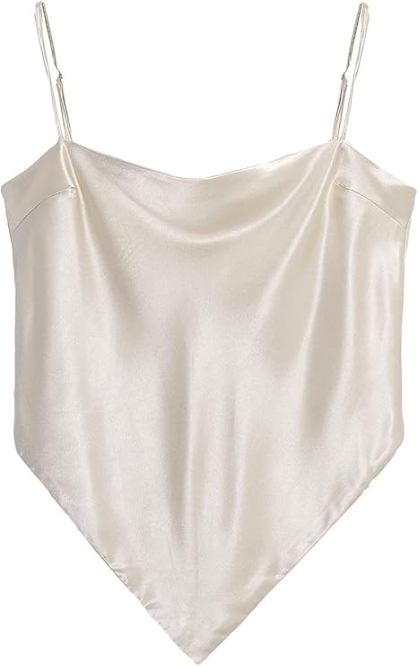 Arjungo Women's Paisley Print Tie Back French Knot Hanky Hem Spaghetti Straps Handkerchief Cami B... | Amazon (US)