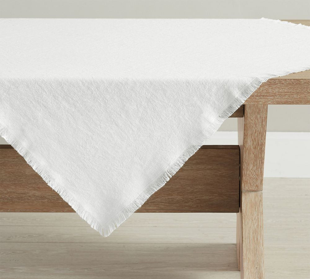 Frayed Linen Table Throw | Pottery Barn (US)
