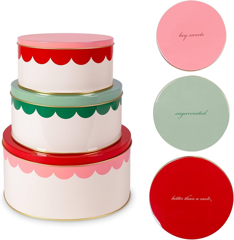 kate spade new york Decorative Metal Tins with Lids, 3 Piece Nesting Set, Small Medium & Large Ch... | Amazon (US)