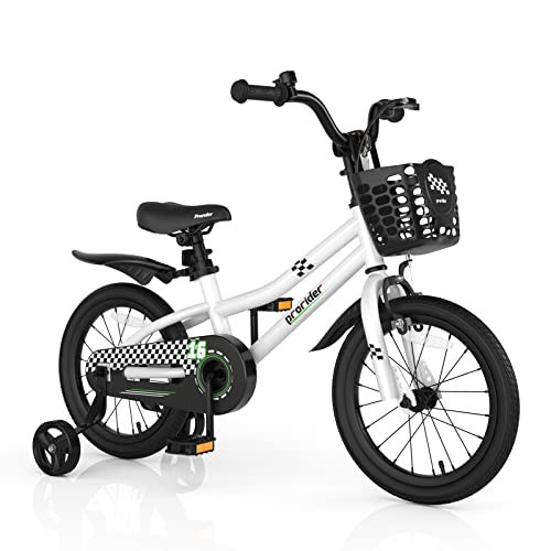 BABY JOY Kids Bike, 16 Inch Children Bikes for Boys Girls Age 4-7 Years w/Training Wheels, Handbrake, Coaster Brake & Removable Basket, Kids Bicycle of Multiple Colors | Amazon (US)