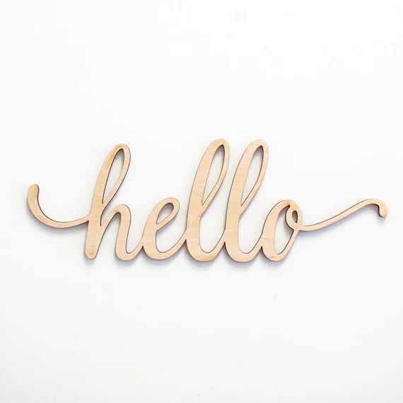 Hello Script Wood Sign -Wood Sign Art, Wooden Hello, Hello Sign, Laser Cut Wood Sign, Wood Wedding D | Etsy (US)