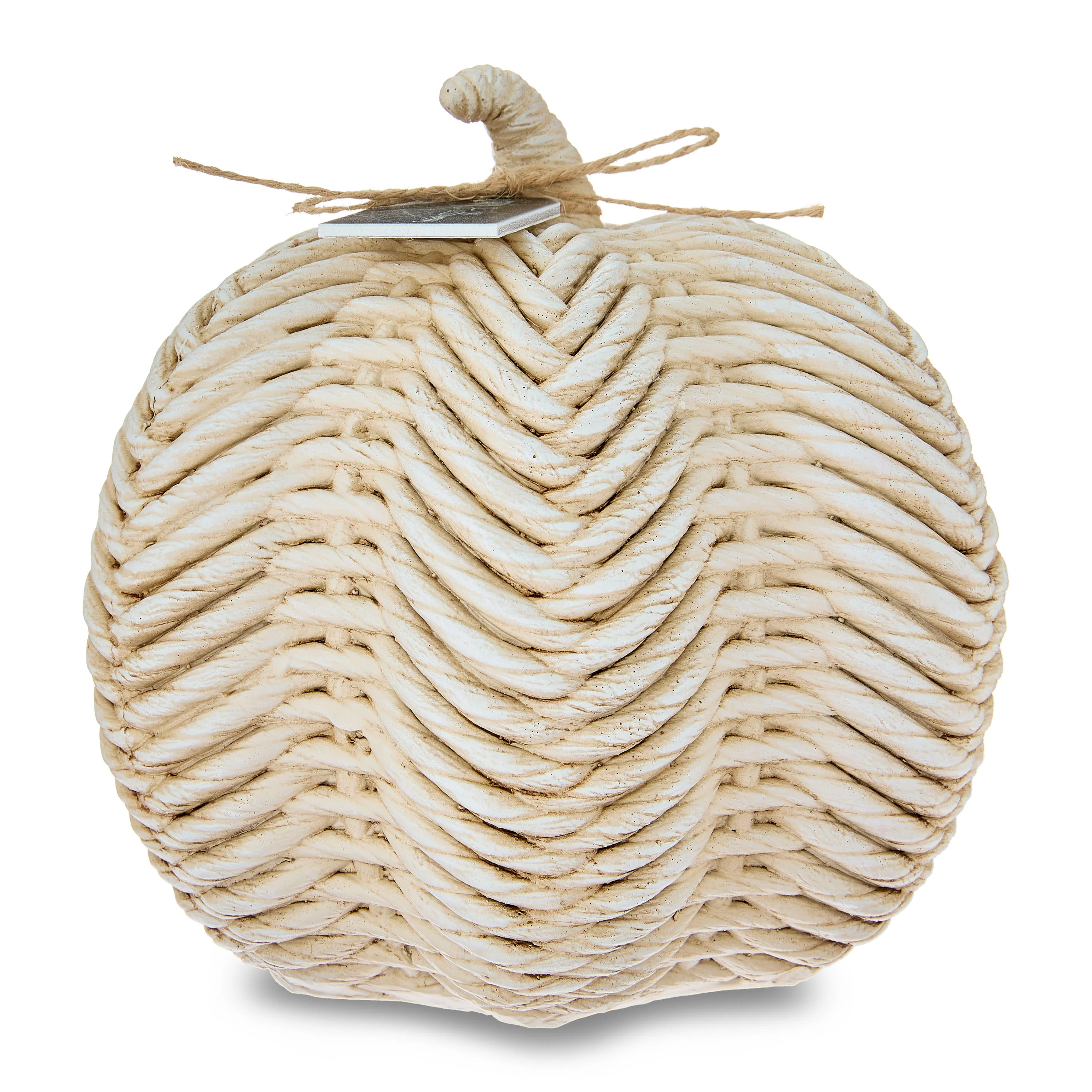 Woven-Texture Resin Pumpkin Tabletop Decor, White, 7.25", Halloween by Way To Celebrate | Walmart (US)