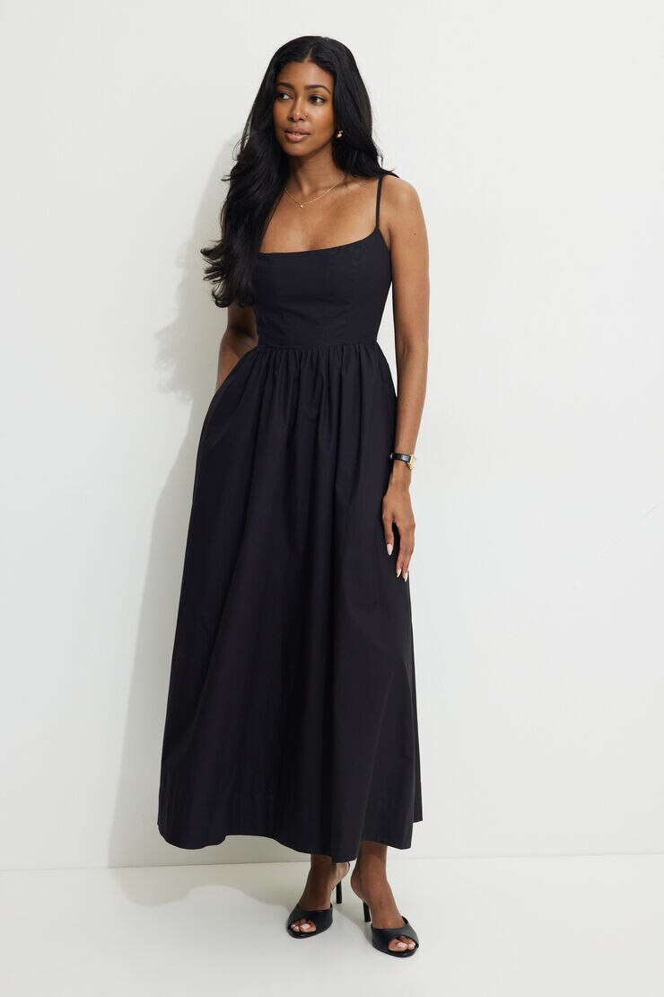 Bustier Poplin Maxi Dress | Dynamite Clothing