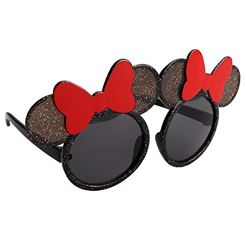 Sun-Staches Disney Minnie Mouse Official Lil’ Characters Sunglasses, UV 400 Lenses, Glittery Black Frames with Red Bows, One Size Fits Most Kids | Amazon (US)
