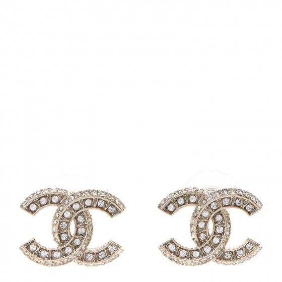 CHANEL Crystal CC Earrings Gold | Fashionphile