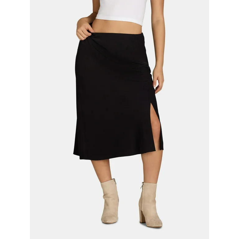 Time and Tru Women's Midi Slip Skirt, Sizes XS-XXXL | Walmart (US)