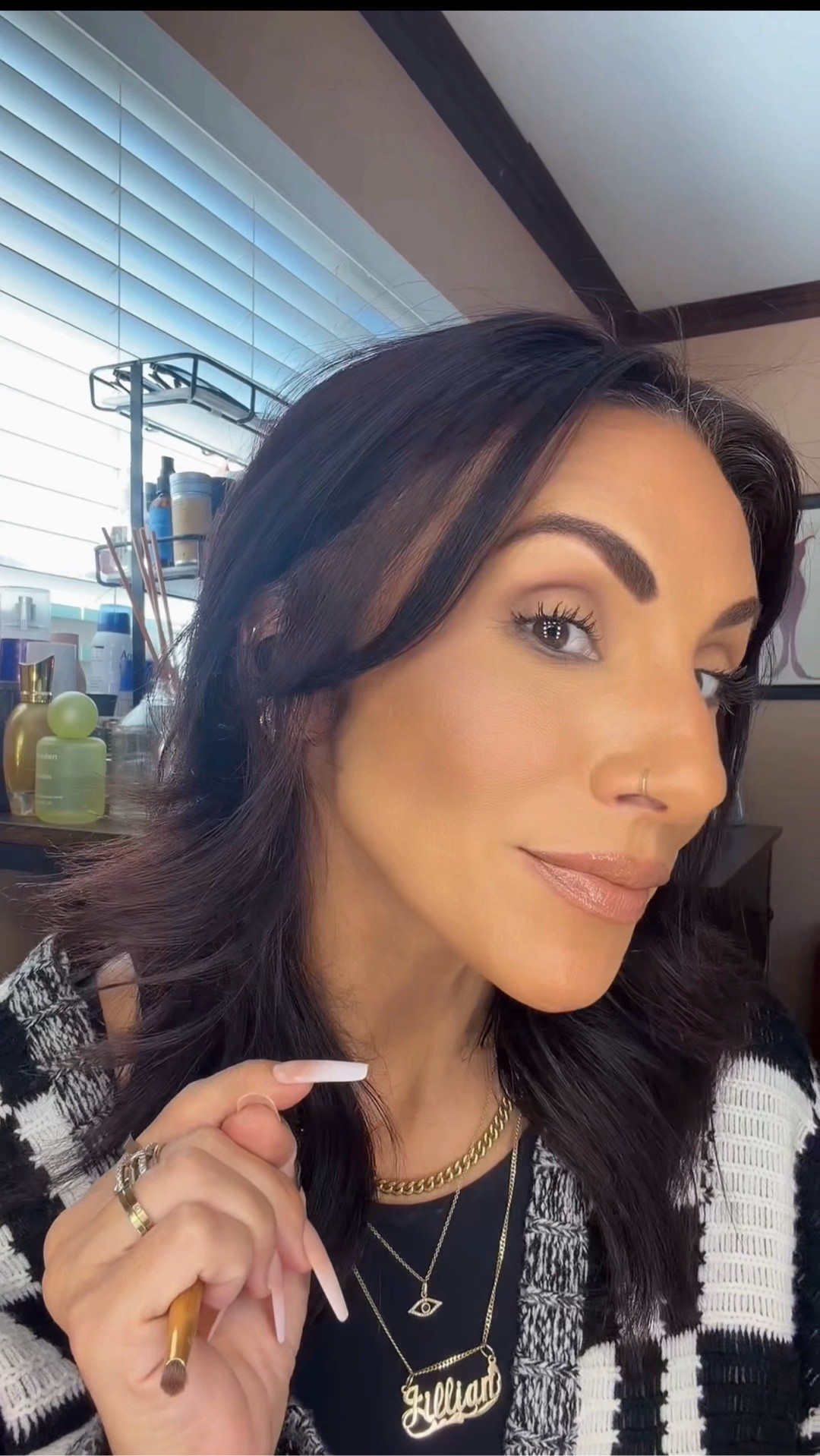 @nudeenvie has the creamiest and smoothest eyeshadows! I typically am a simple tone for my eyes but I love a good buildable shade and something more “Devine” for the Holidays. 
#nudeenvie

#LTKOver40 #LTKBeauty #LTKStyleTip