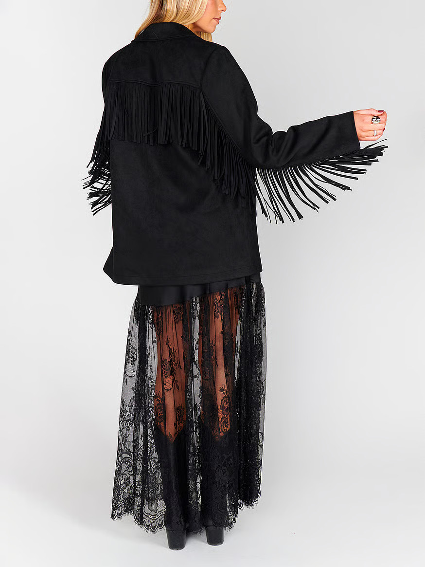 Buy Sierra Fringe Jacket, Cream Faux Suede - Order Jackets & Outerwear online - Victoria's Secret... | Victoria's Secret (US / CA )