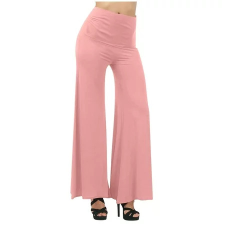 Clearance RYRJJ Women s Stretchy Wide Leg Palazzo Lounge Pants Elegant Casual Comfy High Waist Solid Color Yoga Work Pants Trousers(Pink 3XL) | Walmart (US)