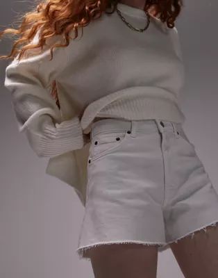 Topshop denim comfort stretch shorts in white | ASOS (Global)