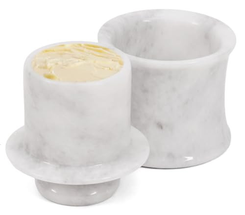 SPESHSTONES Marble Butter Keeper With Lid 4 Inch White Handmade Stone Butter Dish for Kitchen Counter Decor - French Butter Crock and Butter Container - Spreadable Butter Holder for Countertop Storage | Amazon (US)