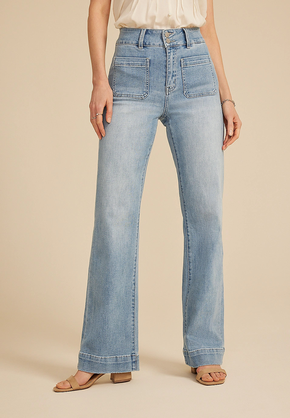 Flying Monkey™ High Rise Patch Pocket Flare Jean | Maurices