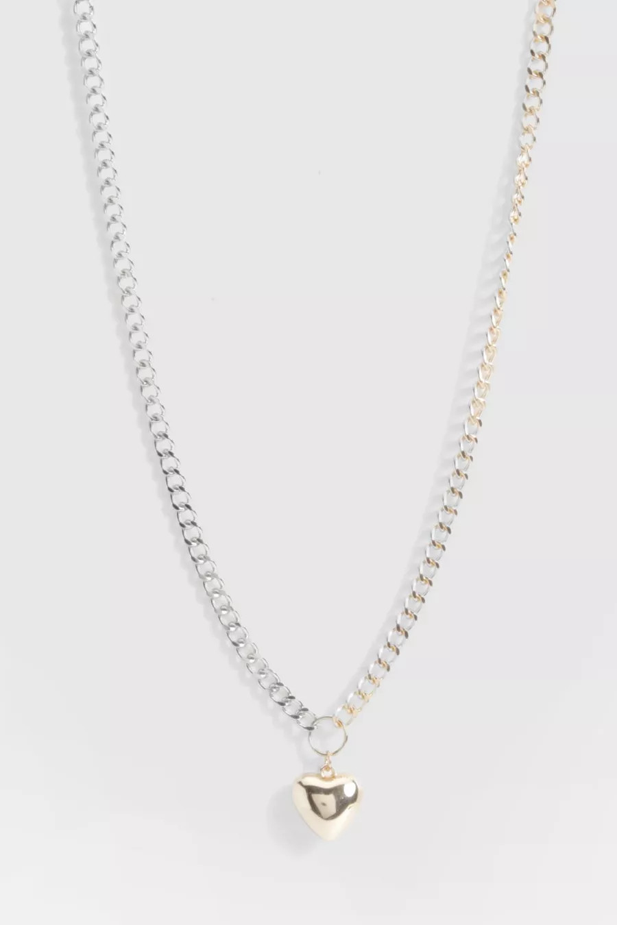 Heart Pendant Mixed Metal Necklace | boohoo (US & Canada)
