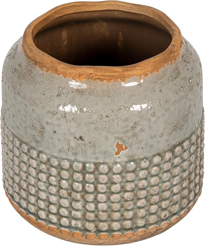 Creative Co-Op Round Terra-Cotta Hobnail Planter Vase with Heavily Distressed Finish | Amazon (US)