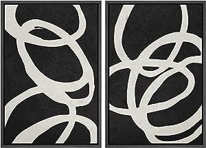 MUDECOR Framed Canvas Print Wall Art Set Black White Spiral Ring Circle Collage Abstract Shapes I... | Amazon (US)