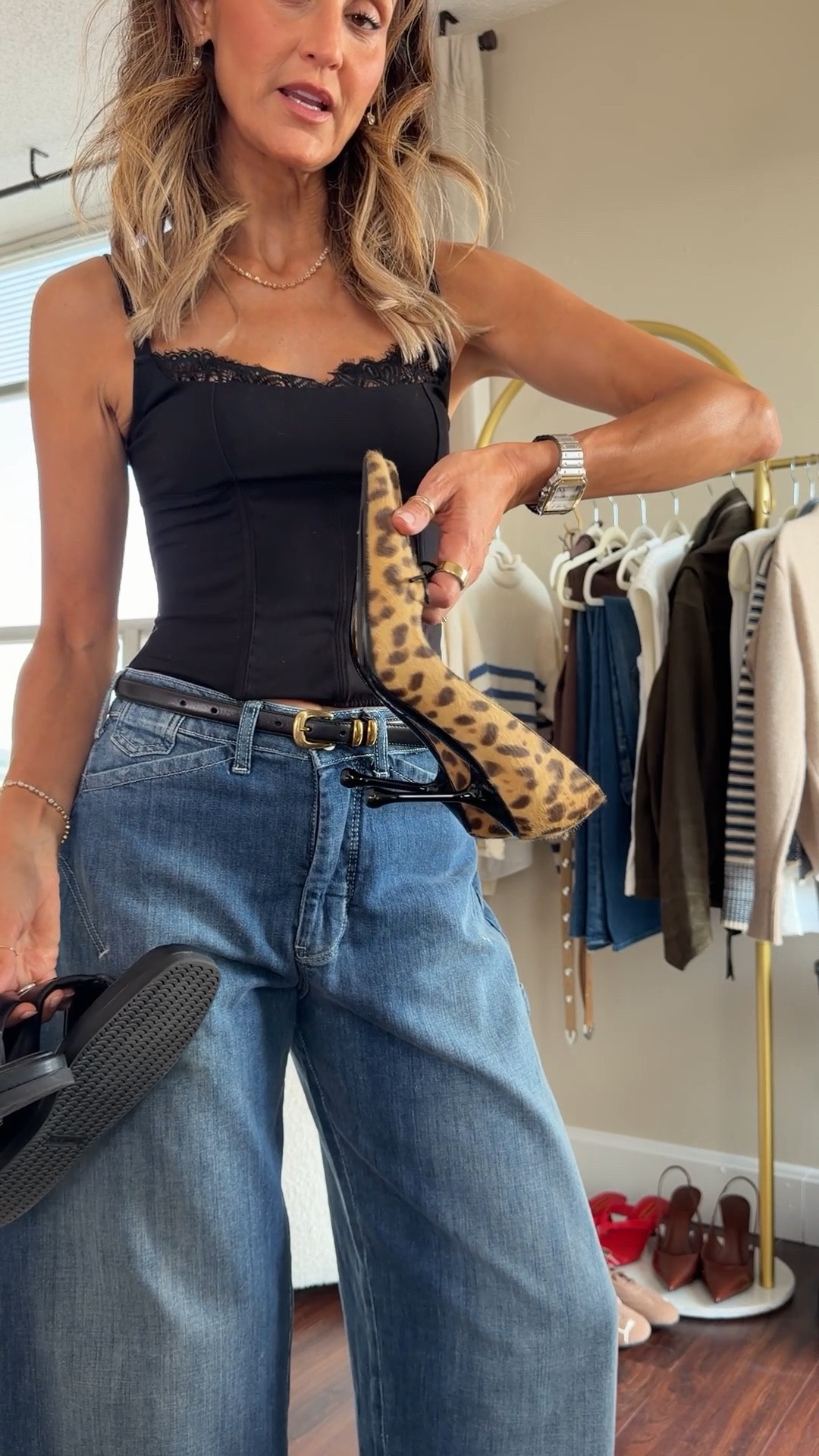 Cool girl barrel carpenter jeans styled for a day or night out w a black bustier, wear it with slides or heels!

#LTKgrwm #LTKootd #LTKSeasonal
