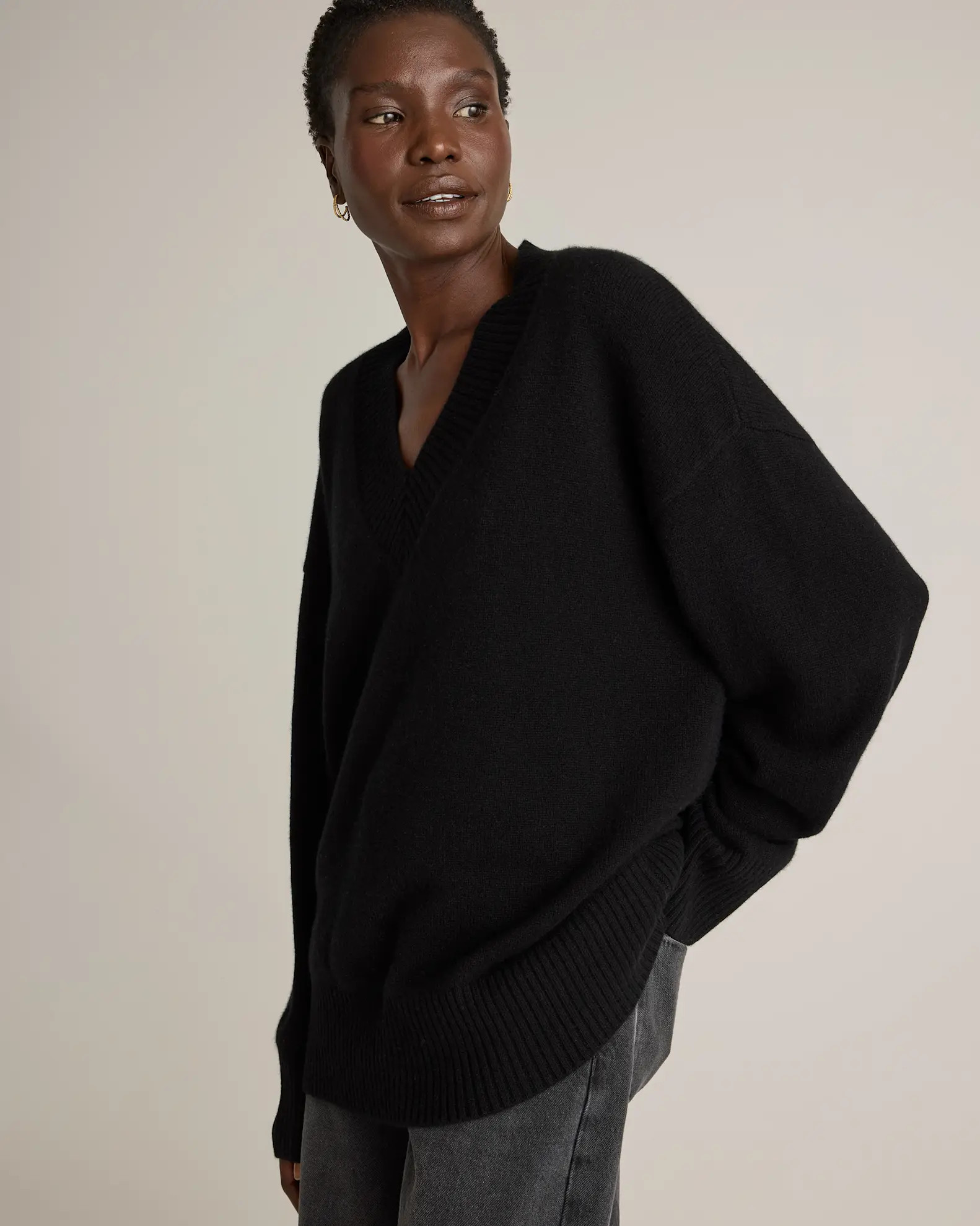 Mongolian Cashmere Oversized V-Neck Sweater | Quince
