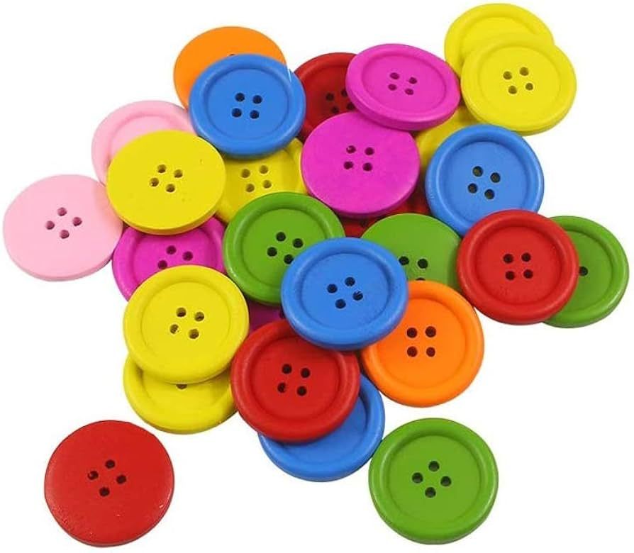 Mahaohao 4 Holes Mixed Color Large Wooden Buttons 30mm in Bulk for Environmental Sewing Wood Fast... | Amazon (US)