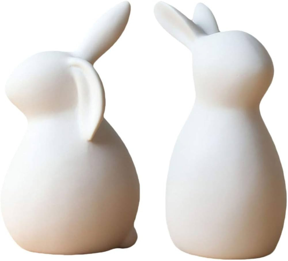 Amosfun 2Pcs Rabbit Ornament Ceramic Craft Easter Rabbit Figurines Statue Home Layout Decor Deskt... | Amazon (US)