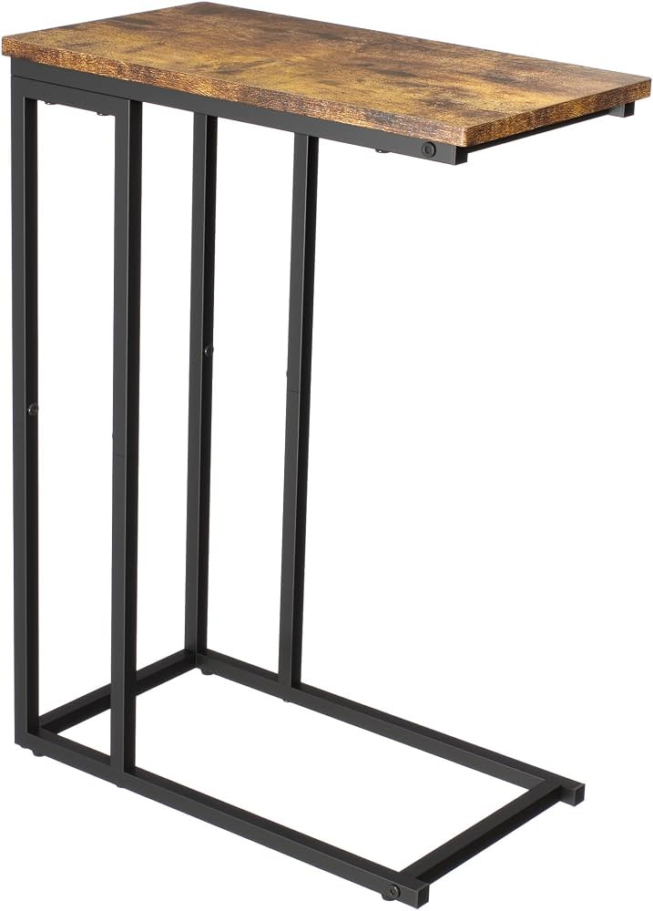Yusong Small C Shaped End Table, Slim Couch Side Tables Slide Under Sofa Bed, Skinny Snack Tray T... | Amazon (US)