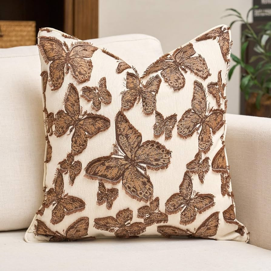 Aeckself Chenille Decorative Throw Pillow Cover, 20\u00d720, Caramel Brown | Amazon (US)