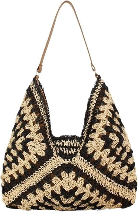 Straw Tote Bags For Women, Vintage Hobo Bag, Designer Large Beach Bag Shoulder Everything Handbag... | Amazon (US)