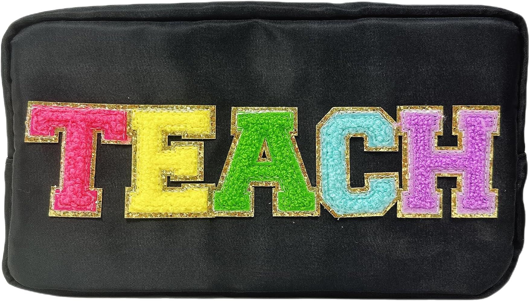 Teacher Appreciation Gifts Letter Patch Nylon Makeup Bag Pencil Bag Chenille Varsity Letter Patch... | Amazon (US)