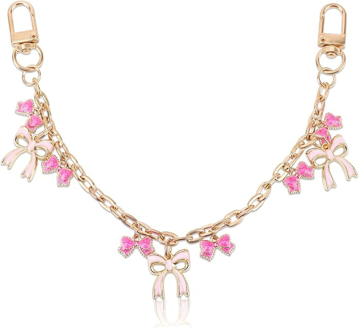 lasuroa Bag Charms for Handbags, Pink Bow Chain Purse Pendants Decorative Accessories for Women S... | Amazon (US)