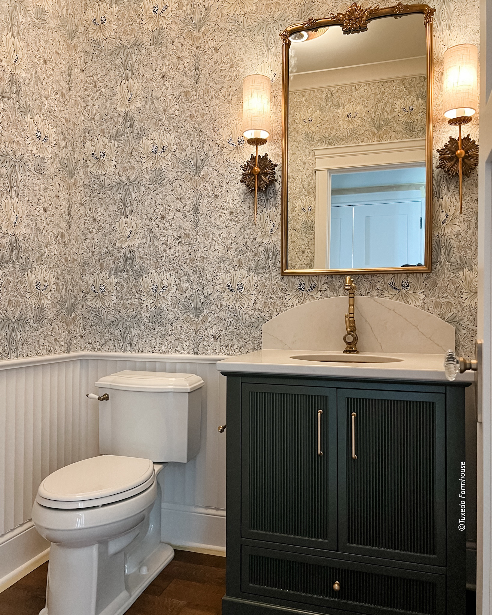 My half bath is almost ready for guests! I’ve linked this wallpaper, mirror, vanity, sconces, sink, faucet, accessories and even the toilet. 

Follow my home build on my Instagram page @tuxedofarmhouse.

#LTKHome #LTKStyleTip
