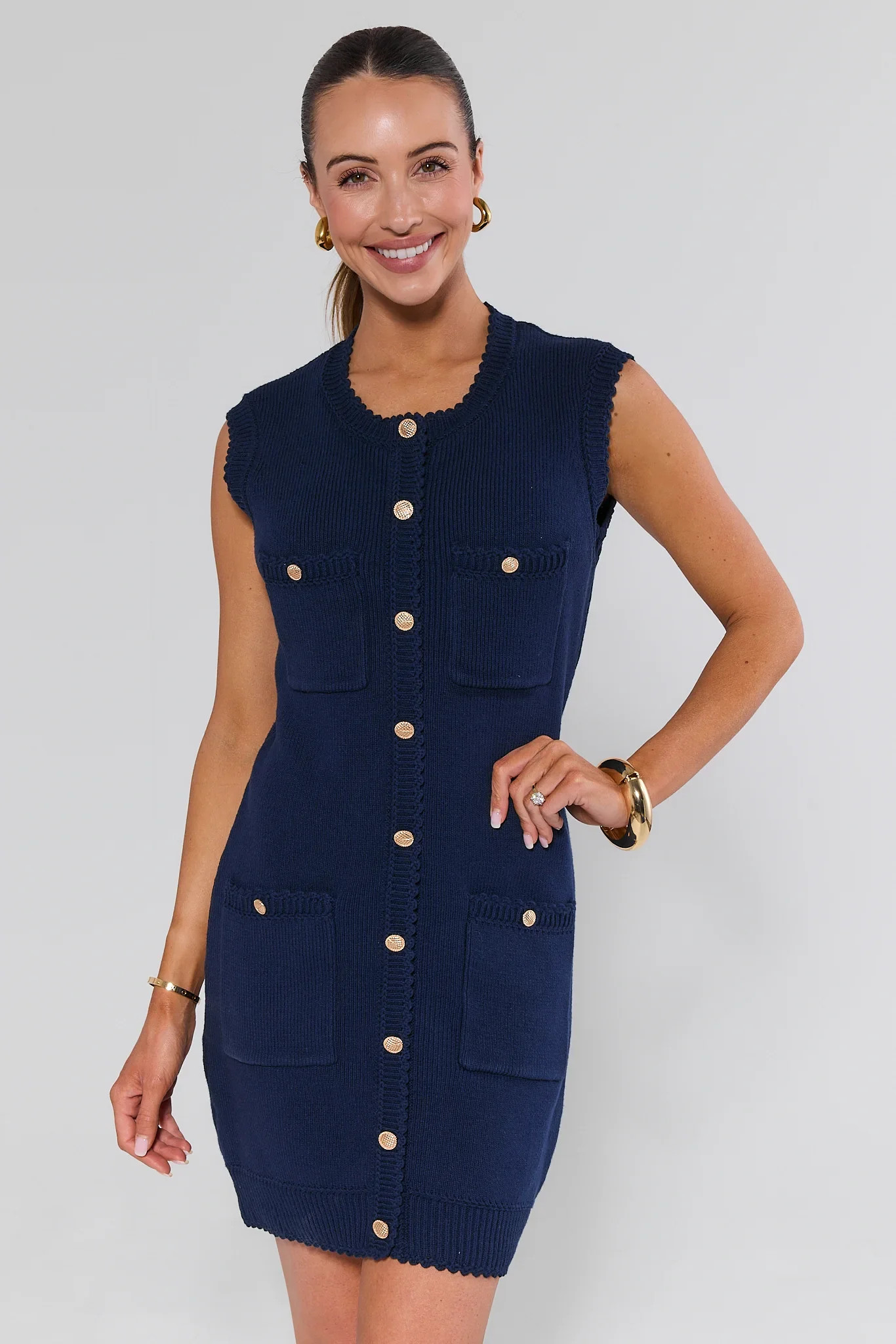 Anne Navy Knit Mini Dress | Avara