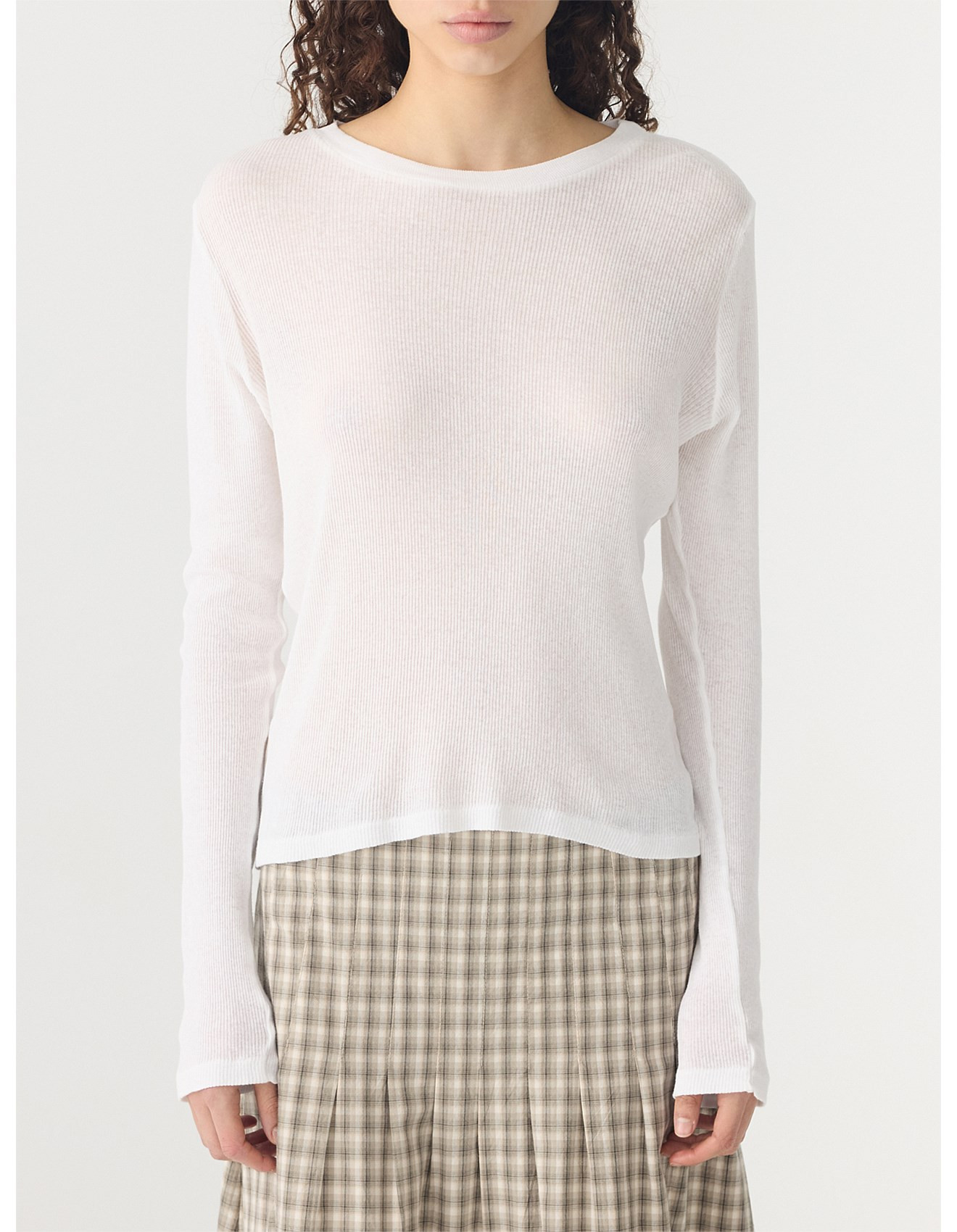 Bassike Sheer Rib L/s T.shirt | David Jones | David Jones (Australia & New Zealand)