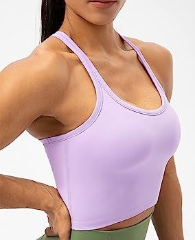 Lavento Women's Racerback Sports Bra Yoga Crop Top with Built in Bra | Amazon (US)