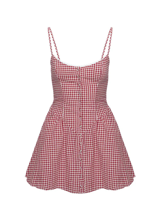 Toulouse Mini Dress Red Gingham | Princess Polly US