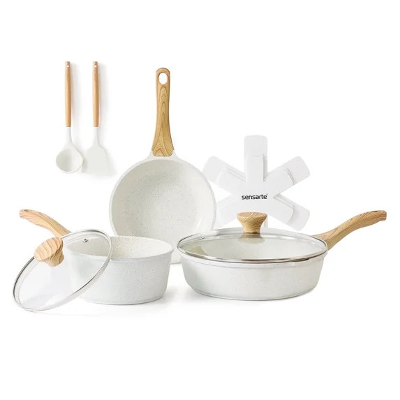 SENSARTE 10-Piece Ceramic Pots and Pans Set, White Induction Nonstick Cookware Set, Healthy Kitch... | Walmart (US)
