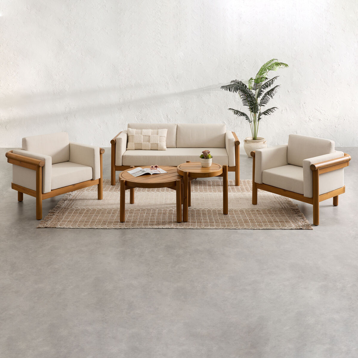 Dominico Natural Acacia Wood 4 Piece Outdoor Patio Furniture Set by World Market | World Market