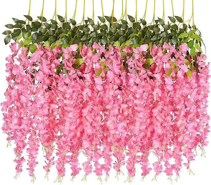 DearHouse 6 Pack Artificial Fake Wisteria Vine Ratta Hanging Garland Silk Flowers String Party Ho... | Amazon (US)