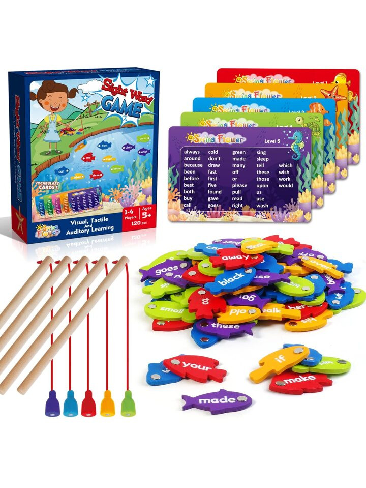 Wooden Magnetic Sight Word Fishing Game, Sight Word Educational Toy for Age of 3,4,5,6 Year Old K... | SHEIN