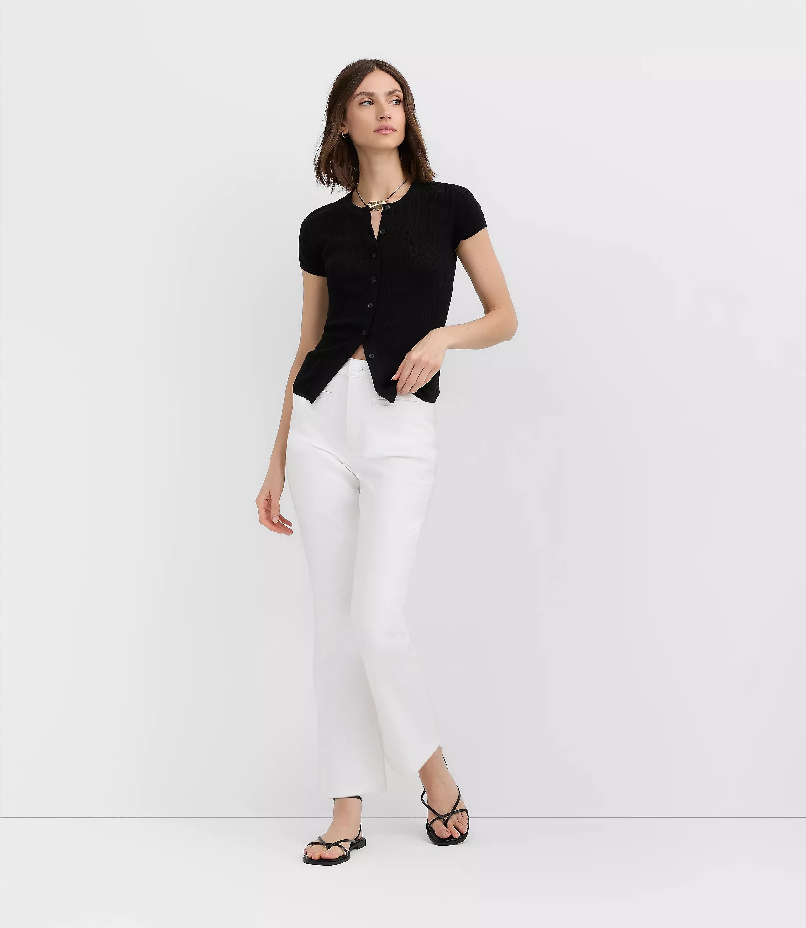 Rivete Welt Pocket High Rise Kick Crop Jeans in White | LOFT